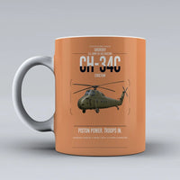 Thumbnail for Sikorsky CH-34C Choctaw design on orange ceramic mug, double-side print