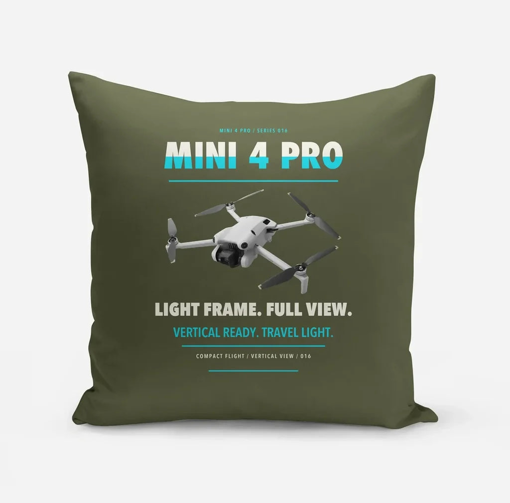 DJI Mini 4 Pro design on green army pillow
