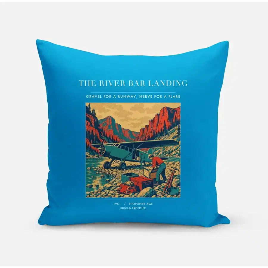 VINTAGE G4193 - The River Bar Landing - Designed Pillows design on turquoise