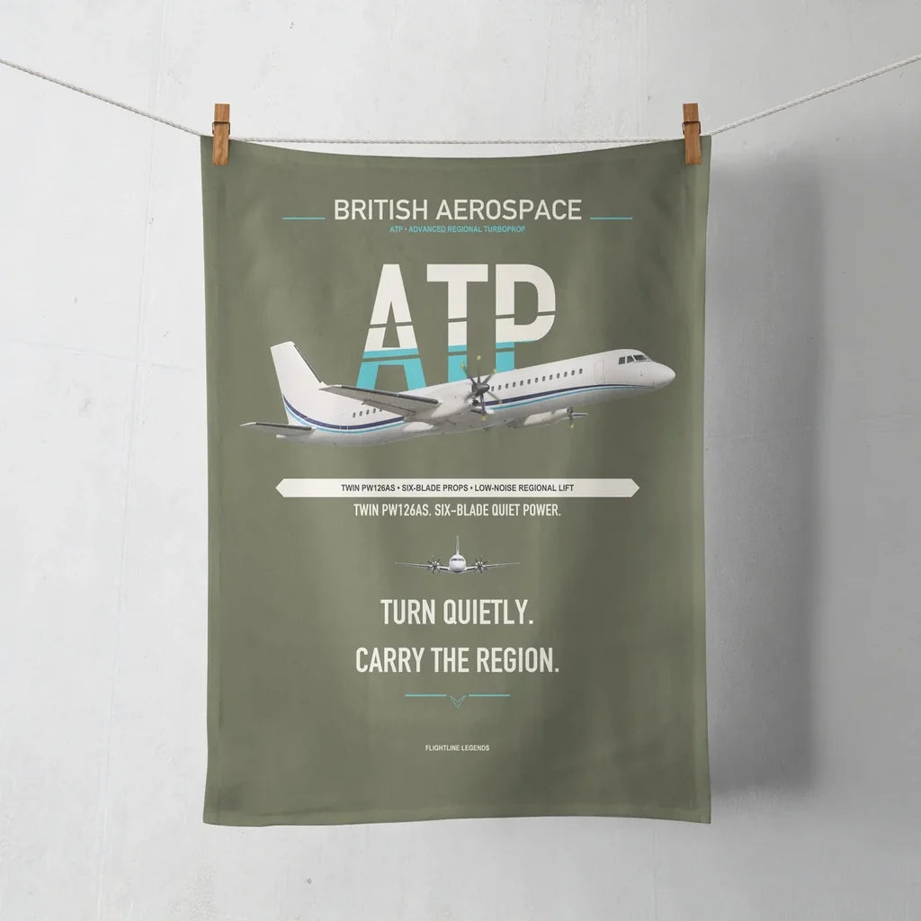 British Aerospace ATP design on green army towel