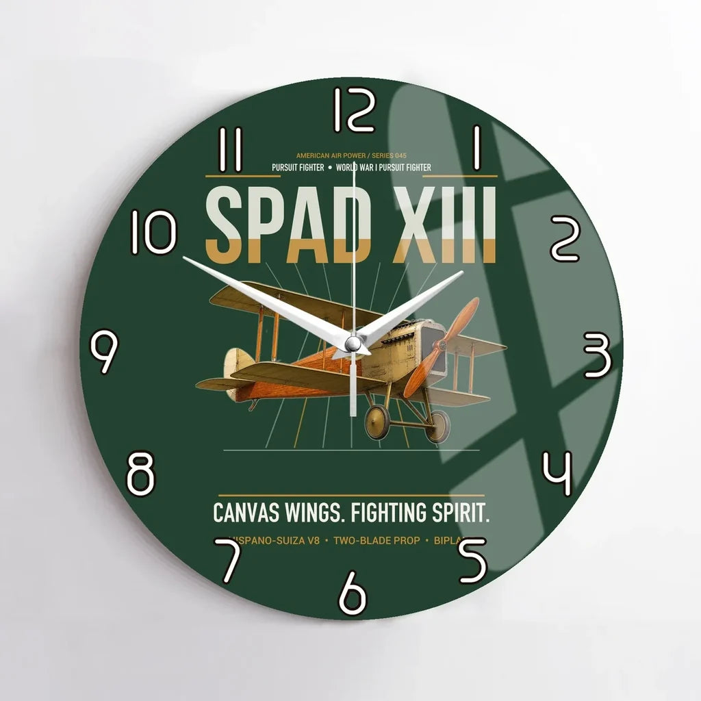 SPAD XIII design on dark green no frame wall clock