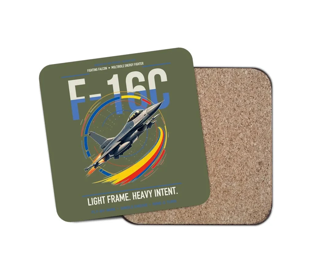 F-16C Fighting Falcon design on green army 1 piece coaster