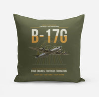 Thumbnail for B-17G Flying Fortress design on green army pillow