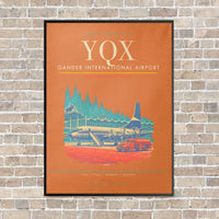 Thumbnail for Gander International Airport YQX vertical canvas print - framed - orange background