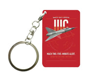 Thumbnail for Dassault Mirage IIIC design on red designed key chain, double-side print