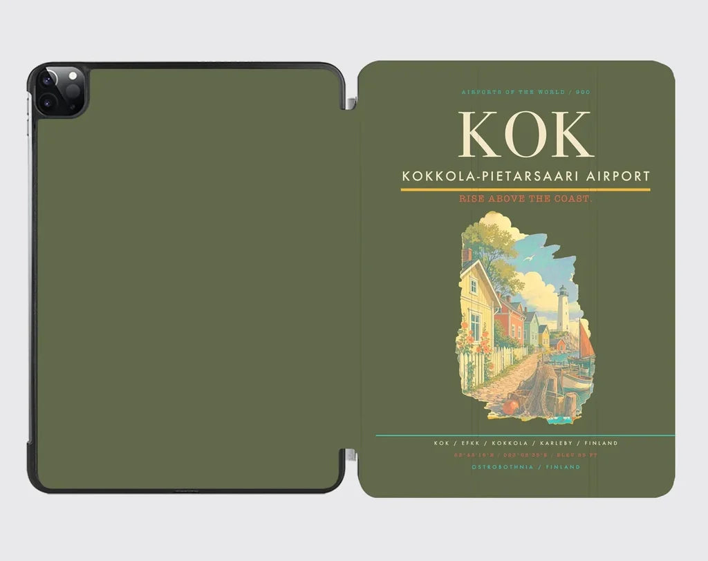 Kokkola-Pietarsaari Airport (KOK) design on green army ipad tablet case