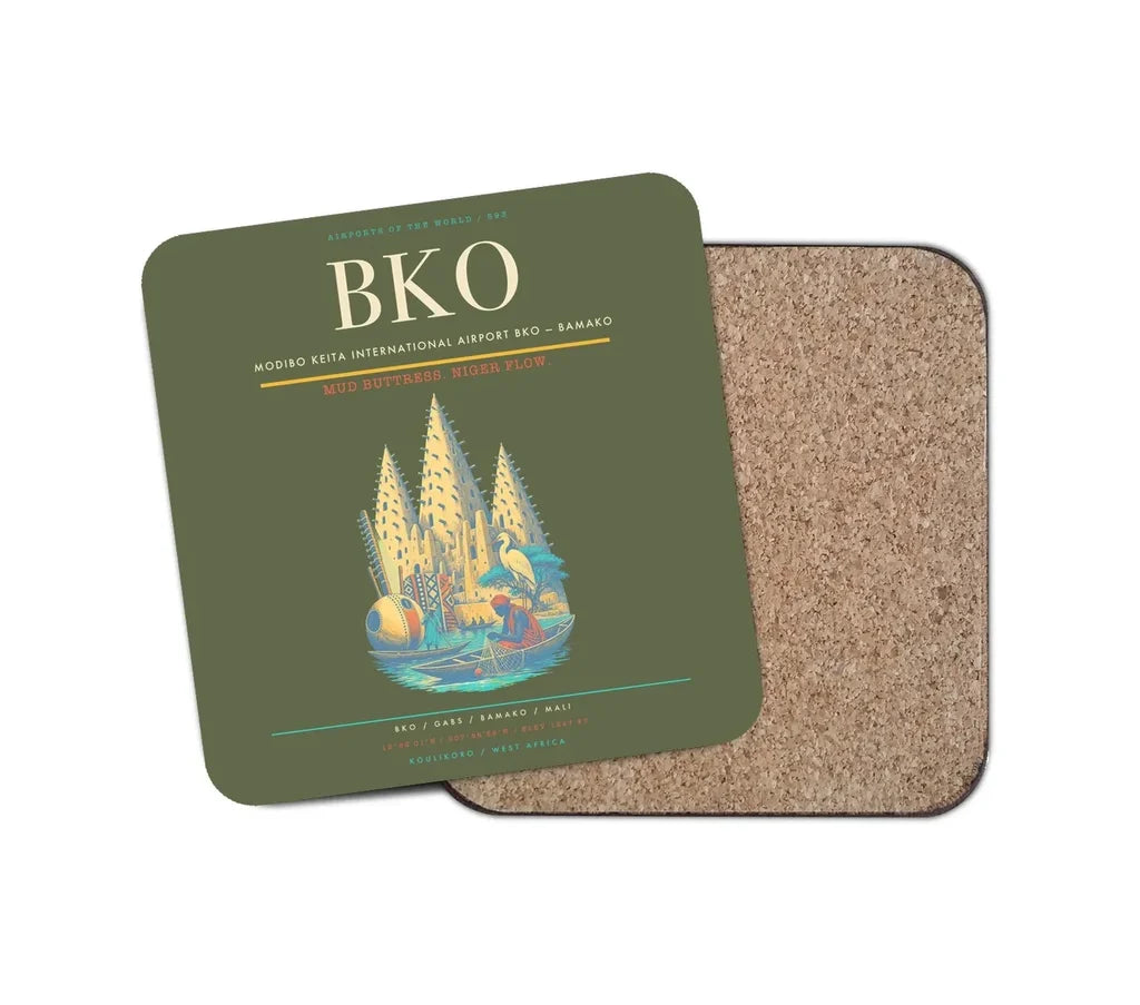 Modibo Keita International Airport (BKO) design on green army 1 piece coaster