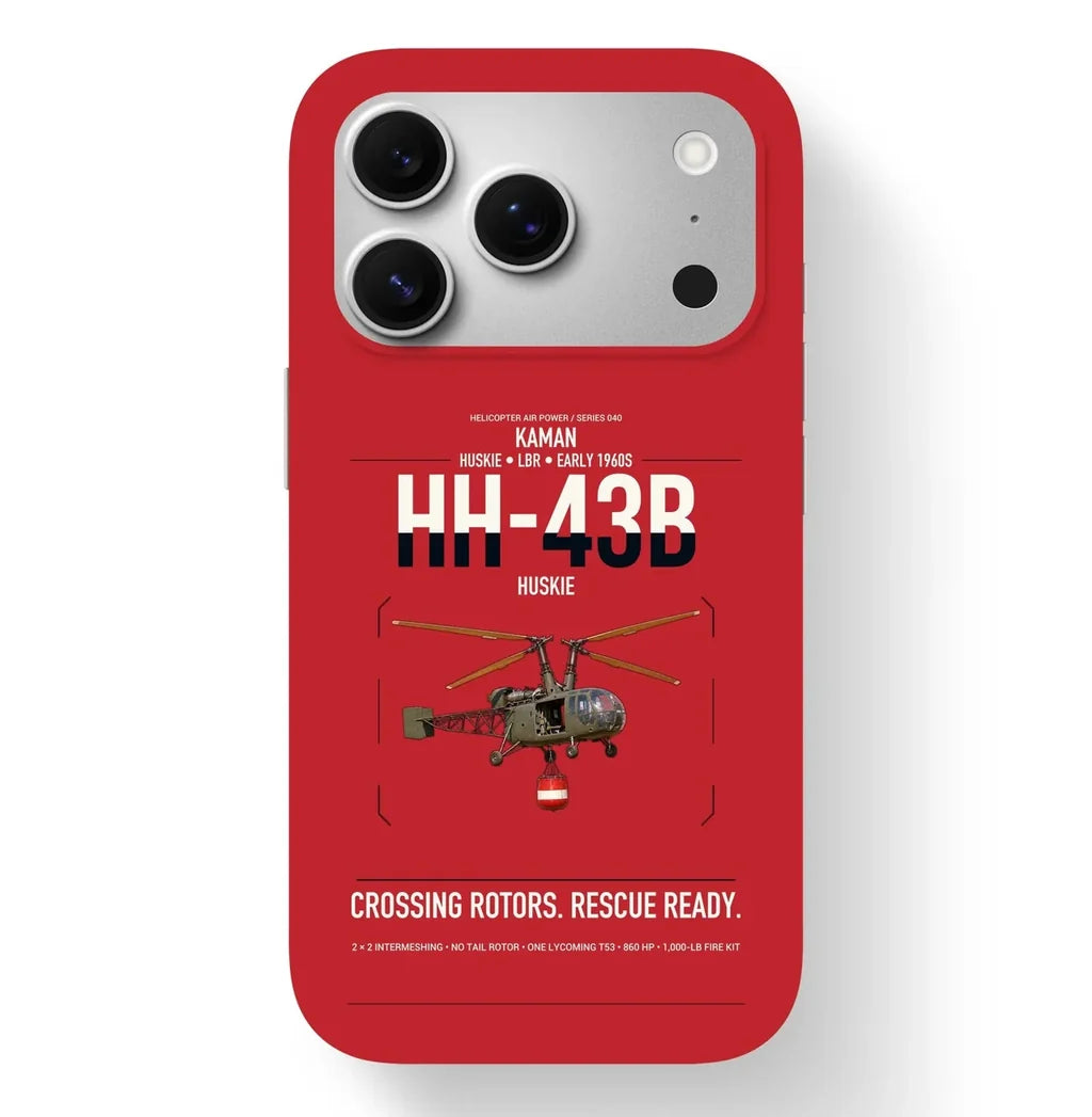 Kaman HH-43B Huskie design on red magsafe iphone case, for iPhone 17 Pro