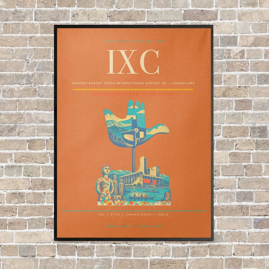 Shaheed Bhagat Singh International Airport IXC — Chandigarh vertical canvas print - framed - orange background