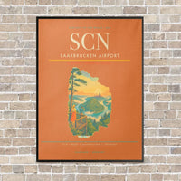 Thumbnail for Saarbrucken Airport SCN vertical canvas print - framed - orange background
