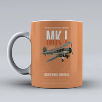 Thumbnail for Fairey Swordfish Mk I design on orange ceramic mug, double-side print