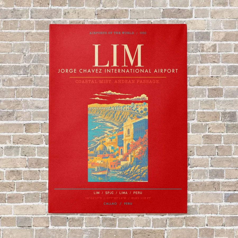 Lima Jorge Chavez International Airport LIM - Canvas Framed - Red
