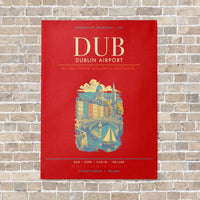 Thumbnail for Dublin Airport DUB - Canvas Framed - Red