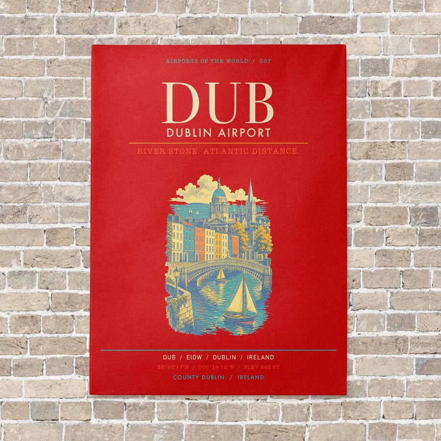 Dublin Airport DUB - Canvas Framed - Red