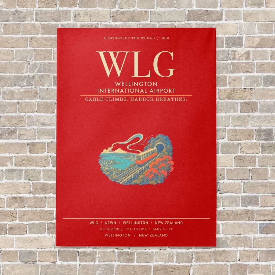Wellington International Airport WLG - Canvas Framed - Red