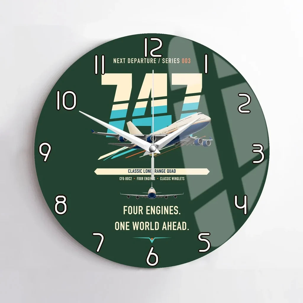 Boeing 747-400 design on dark green no frame wall clock