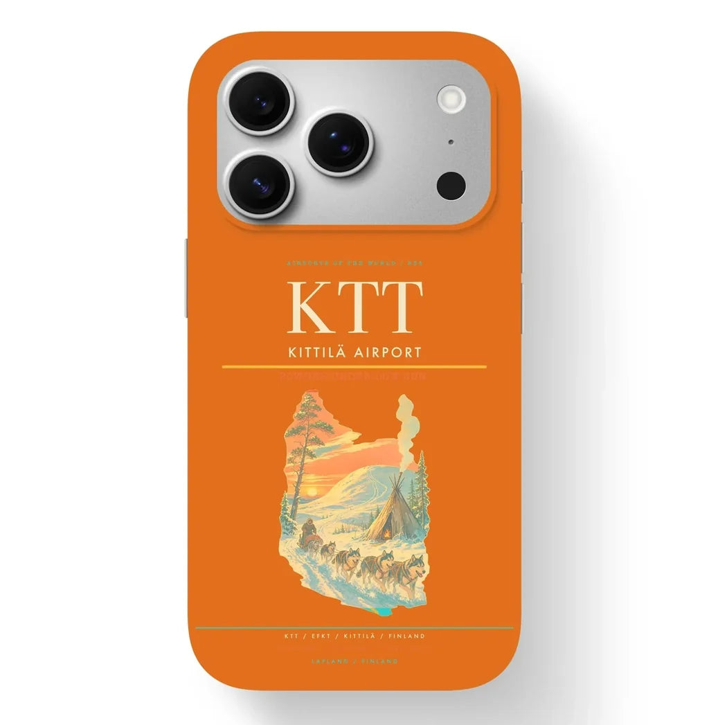 Kittilä Airport (KTT) design on orange iPhone 17 Pro MagSafe case