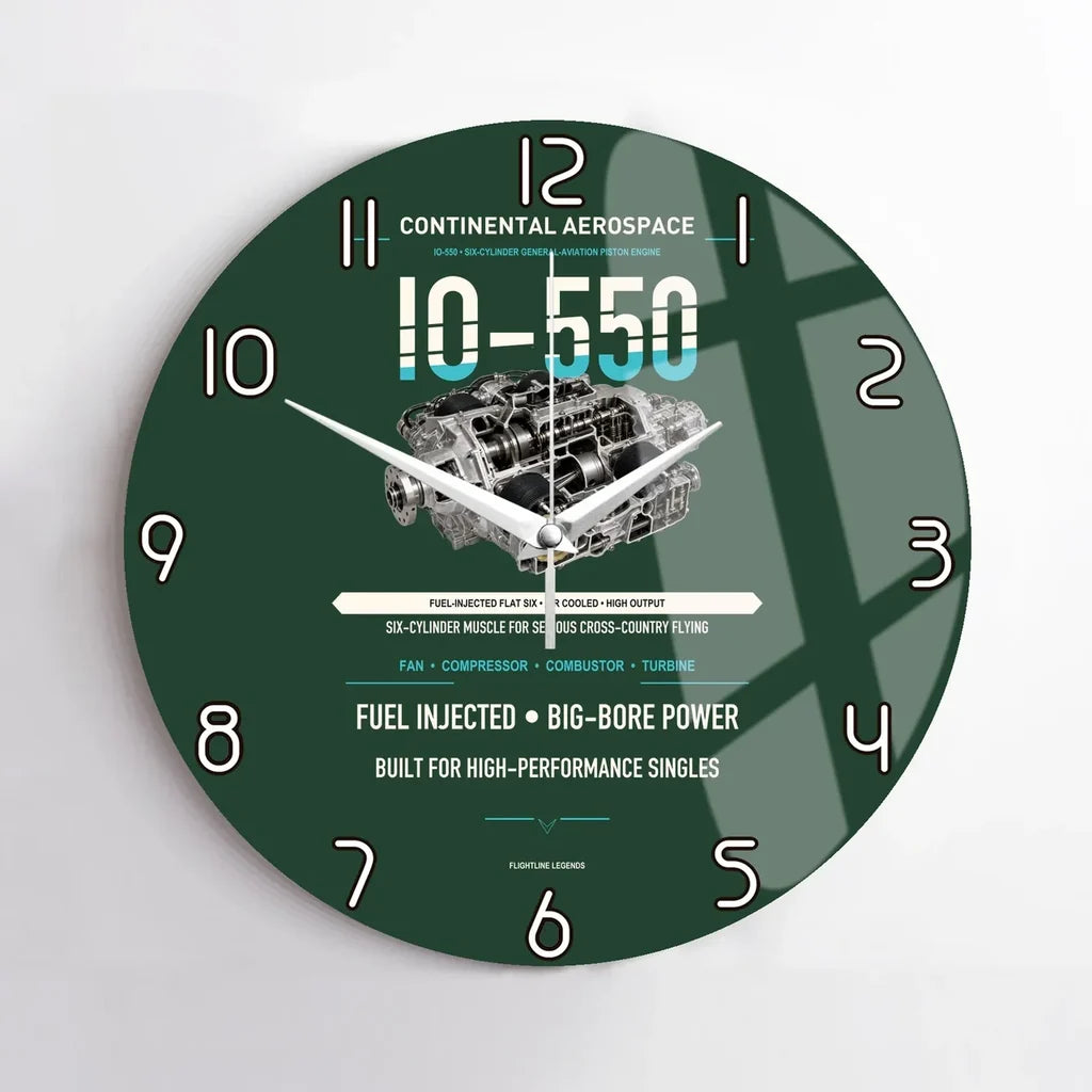 IO-550 design on dark green no frame wall clock