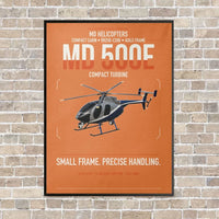 Thumbnail for MD Helicopters MD 500E vertical canvas print - framed - orange background
