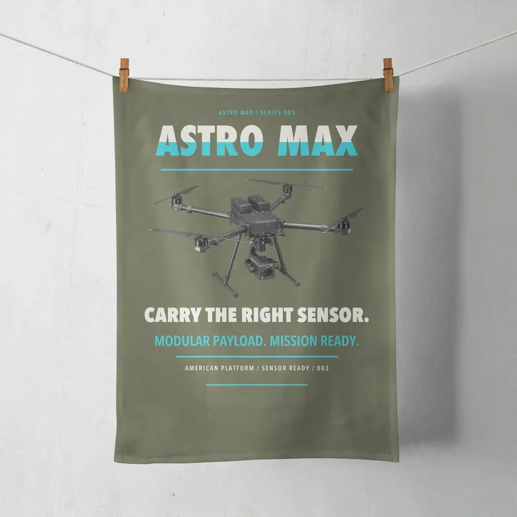 Freefly Astro Max design on green army towel