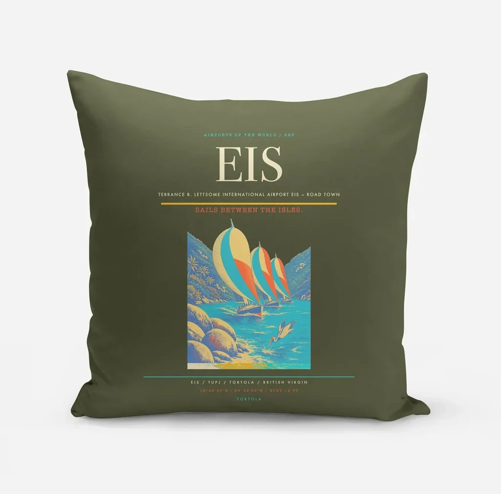Terrance B. Lettsome International Airport (EIS) design on green army pillow
