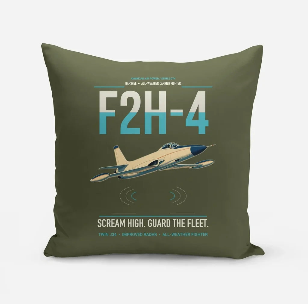 F2H-4 Banshee design on green army pillow