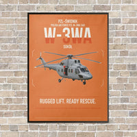 Thumbnail for PZL-Świdnik W-3WA Sokół vertical canvas print - framed - orange background