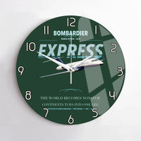 Thumbnail for Bombardier Global Express design on dark green no frame wall clock