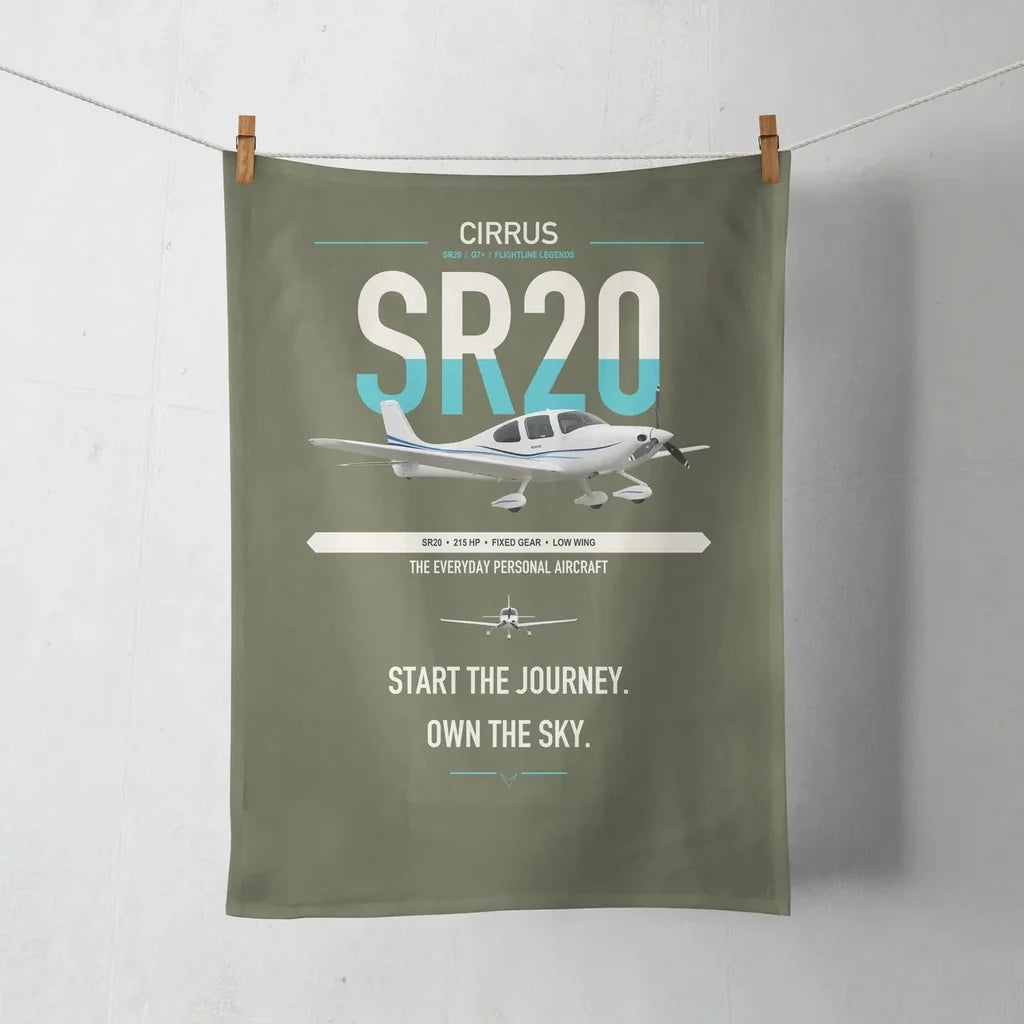 Cirrus SR20 design on green army towel