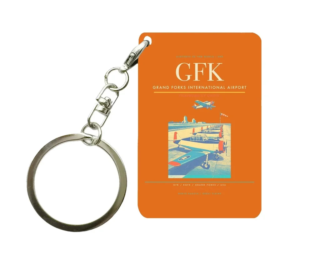 Grand Forks International Airport (GFK) design on orange key chain