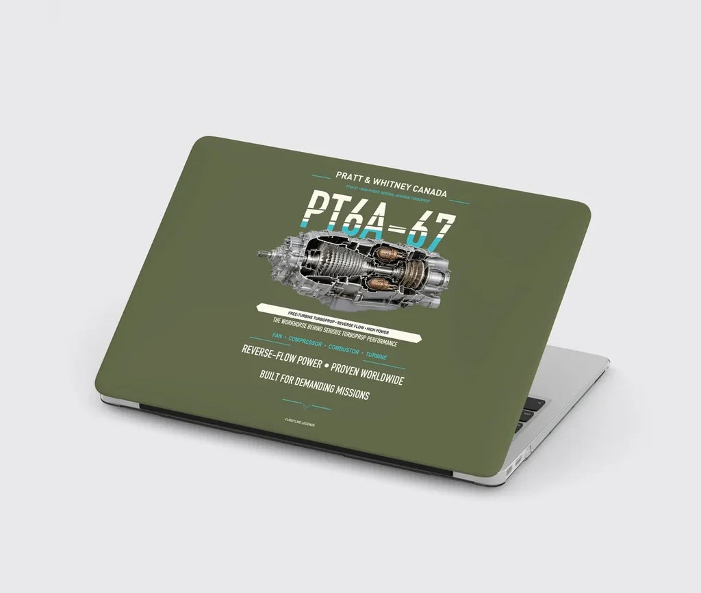 PT6A-67 design on green army MacBook case