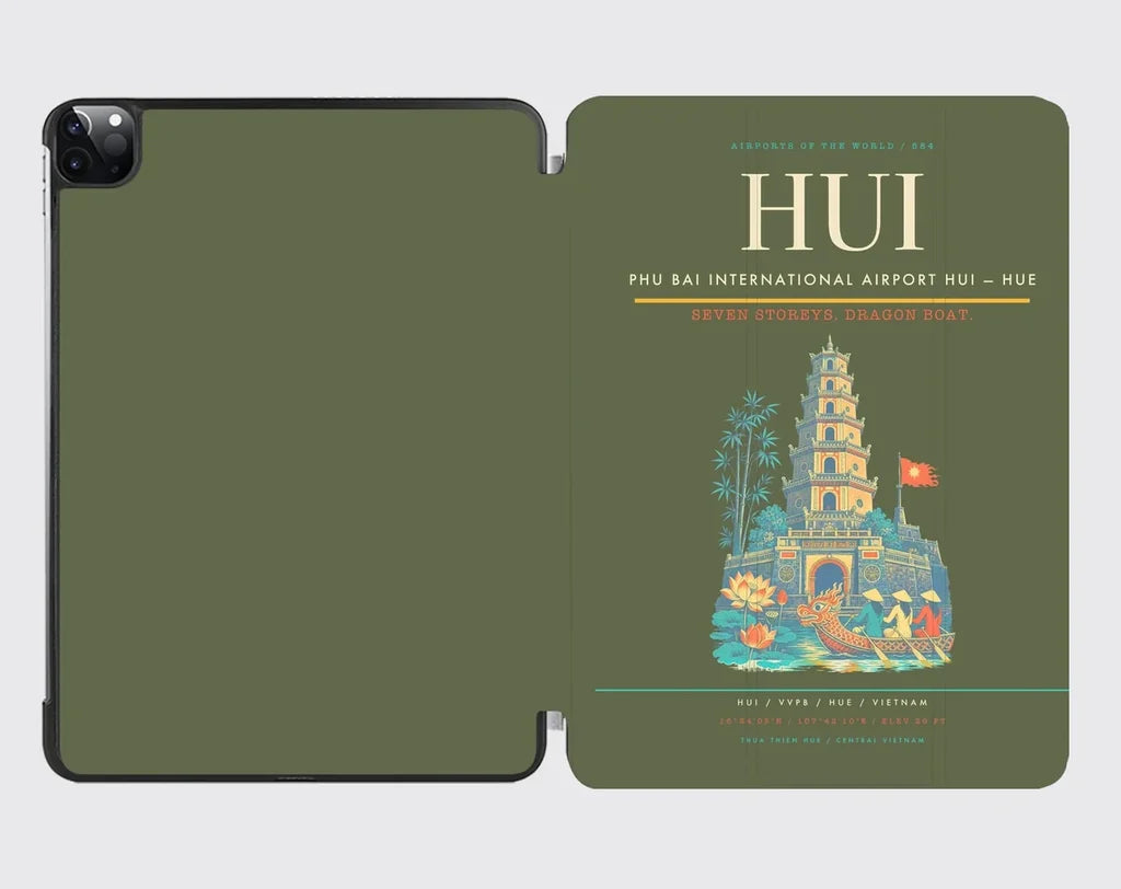 Phu Bai International Airport (HUI) design on green army ipad tablet case