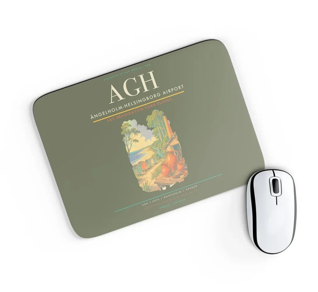Ängelholm-Helsingborg Airport (AGH) design on green army rectangle mouse pad
