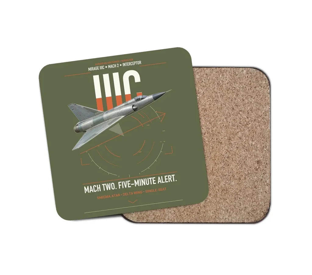 Dassault Mirage IIIC design on green army 1 piece coaster