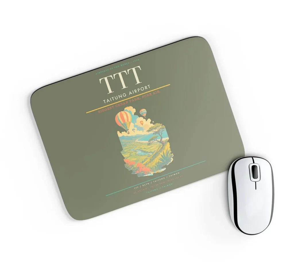 Taitung Airport (TTT) design on green army rectangle mouse pad