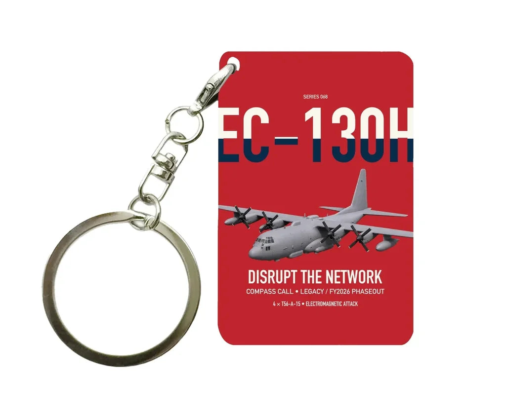 EC-130H Compass Call design on red designed key chain, double-side print