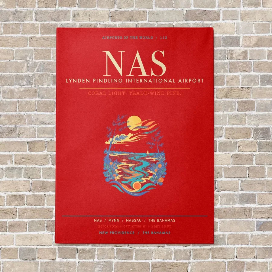 Lynden Pindling International Airport Nassau NAS - Canvas Framed - Red
