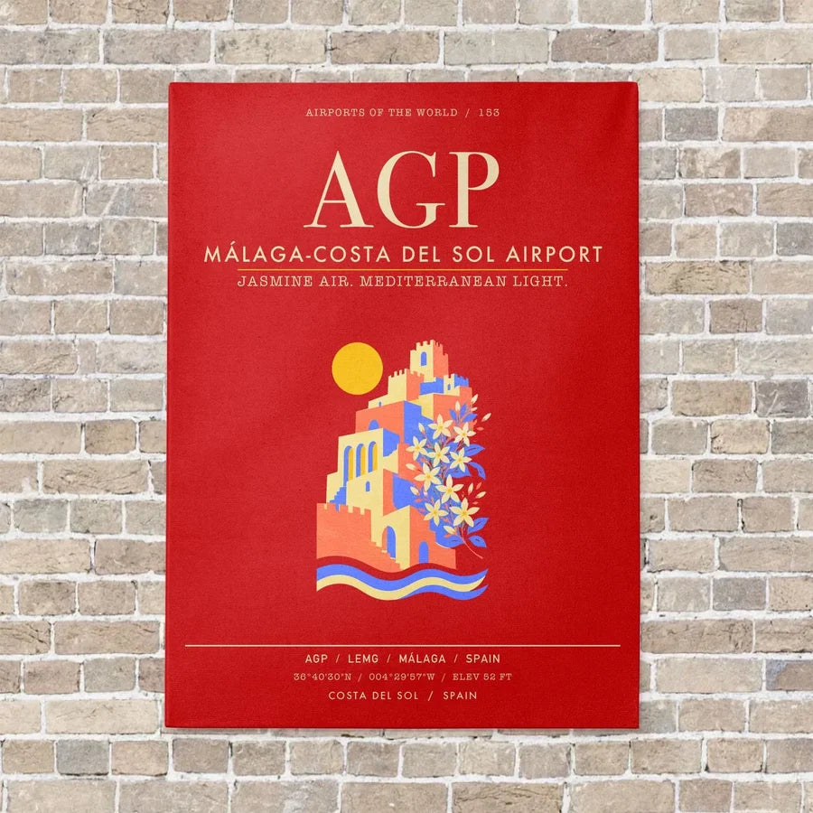 Malaga-Costa del Sol Airport AGP - Canvas Framed - Red