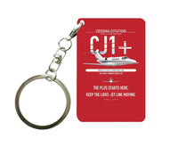 Thumbnail for Cessna Citation CJ1+ design on red designed key chain, double-side print