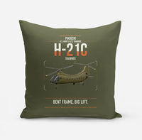 Thumbnail for Piasecki H-21C Shawnee design on green army pillow