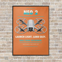 Thumbnail for DJI Neo 2 vertical canvas print - framed - orange background