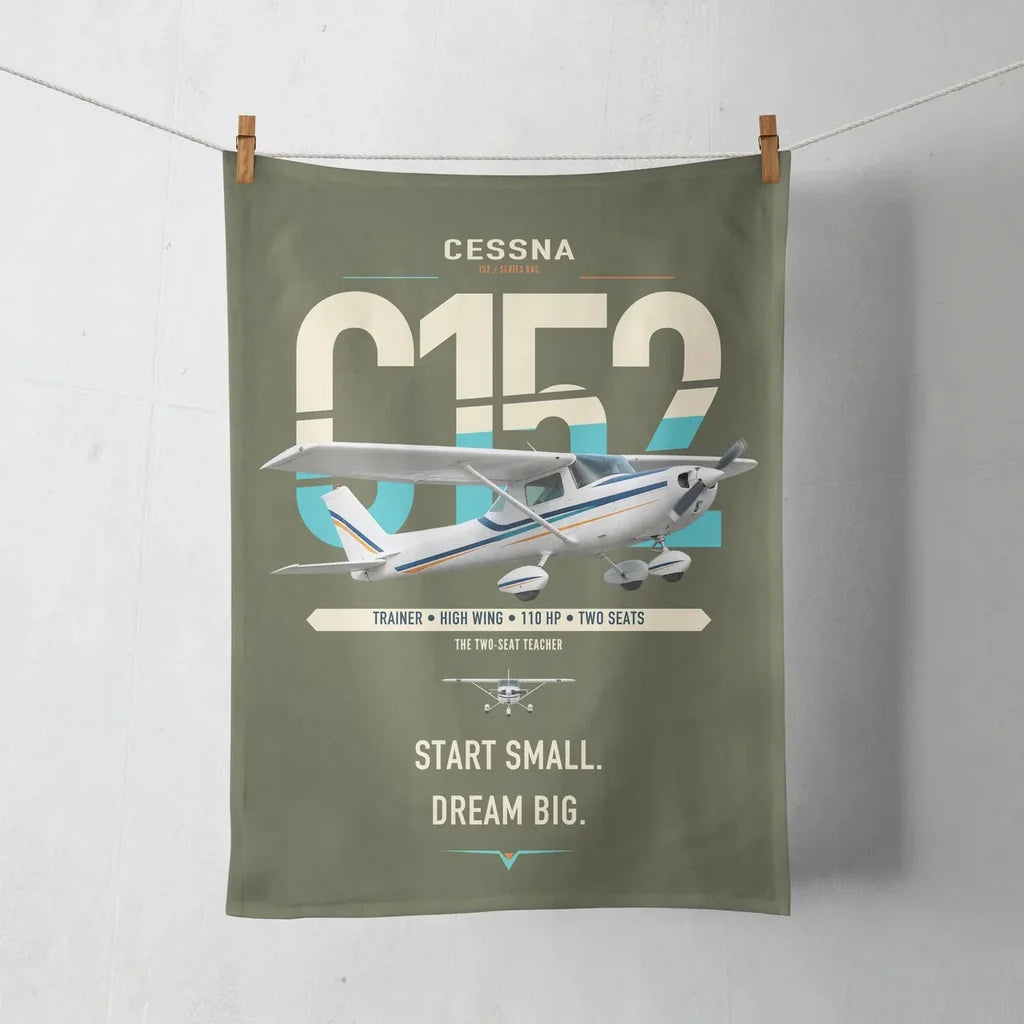 Cessna 152 design on green army towel