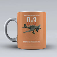 Thumbnail for Junkers Ju 87D-3 design on orange ceramic mug, double-side print