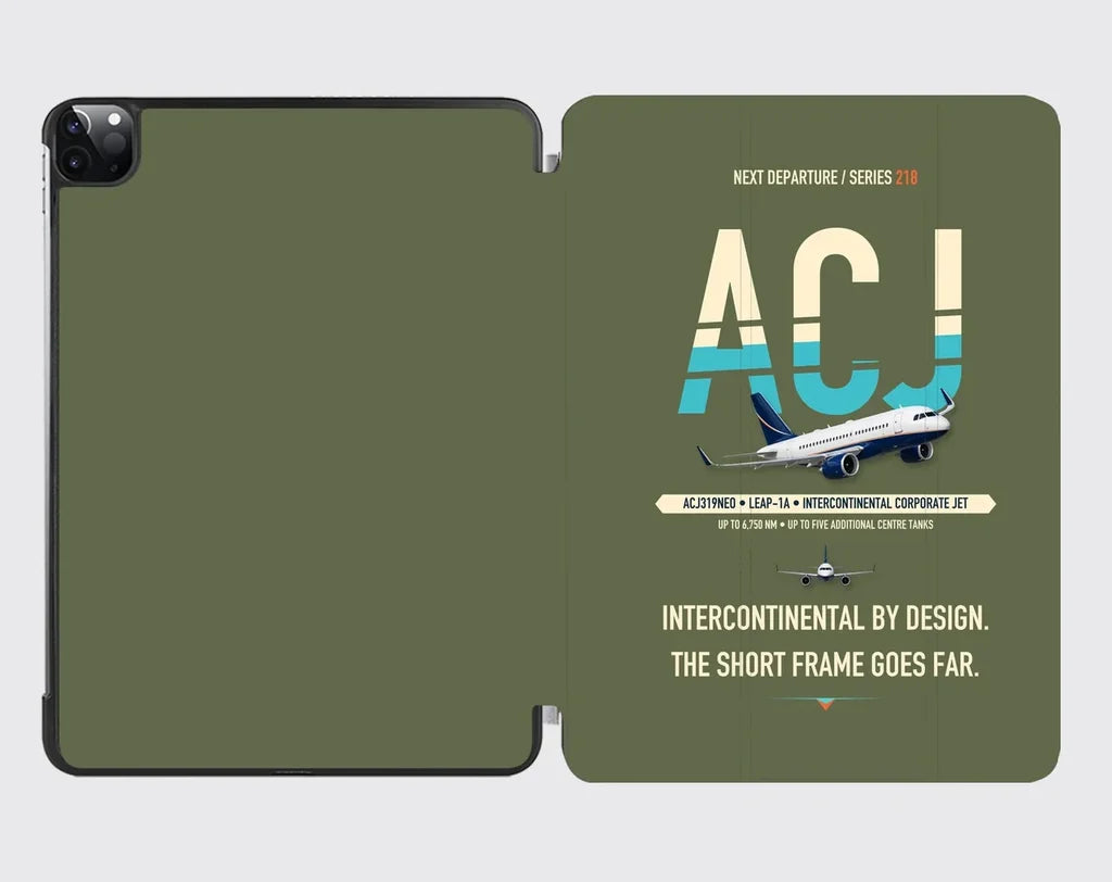 Airbus ACJ319neo design on green army ipad tablet case