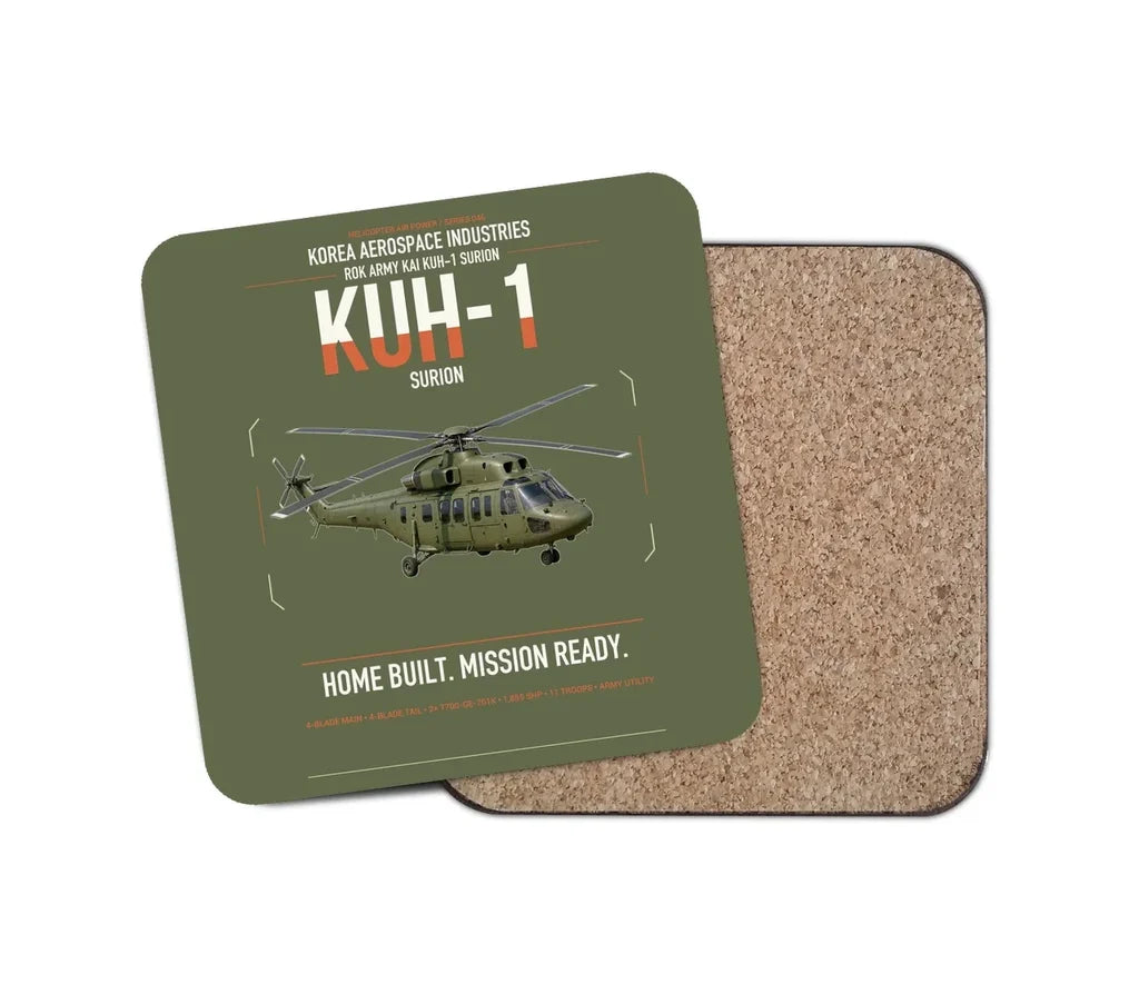 Korea Aerospace Industries KUH-1 Surion design on green army 1 piece coaster