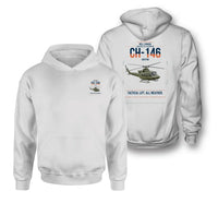 Thumbnail for Bell Canada CH-146 Griffon design on white double-side hoodie, double-side print