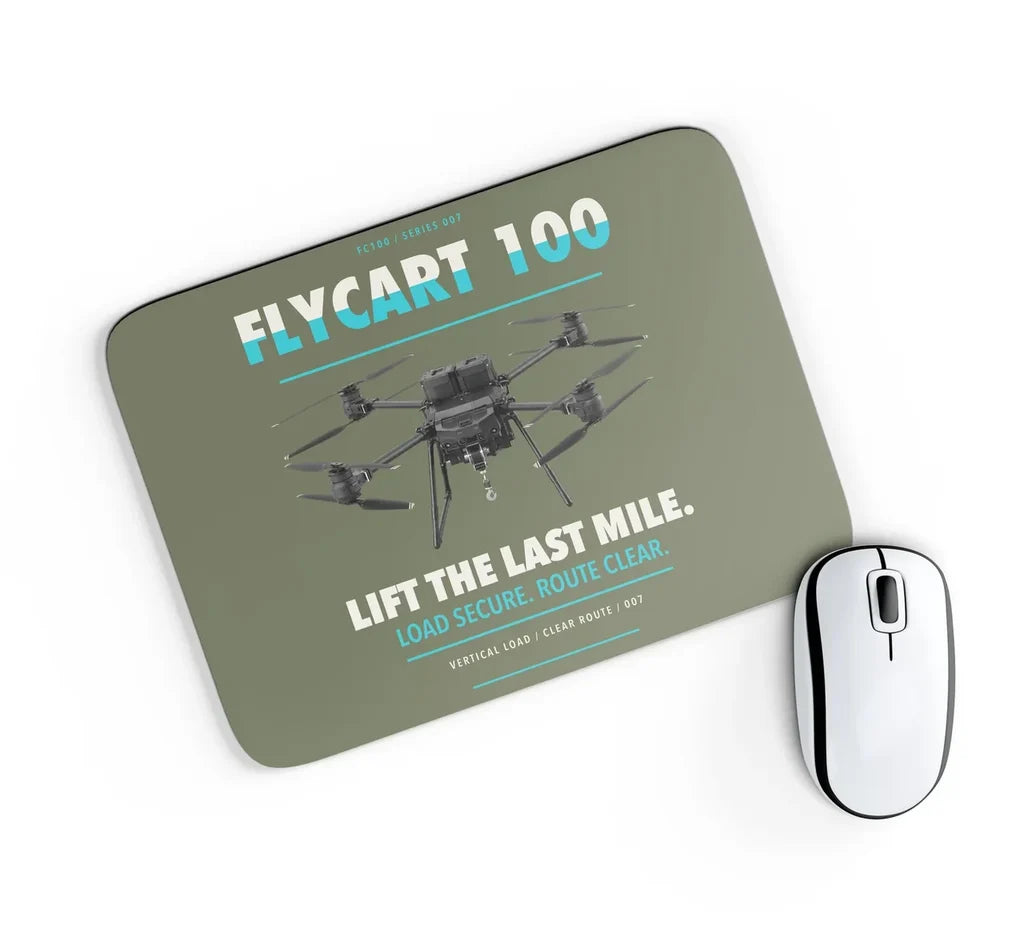 DJI FlyCart 100 design on green army rectangle mouse pad