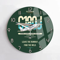 Thumbnail for Cessna 180J Skywagon design on dark green no frame wall clock