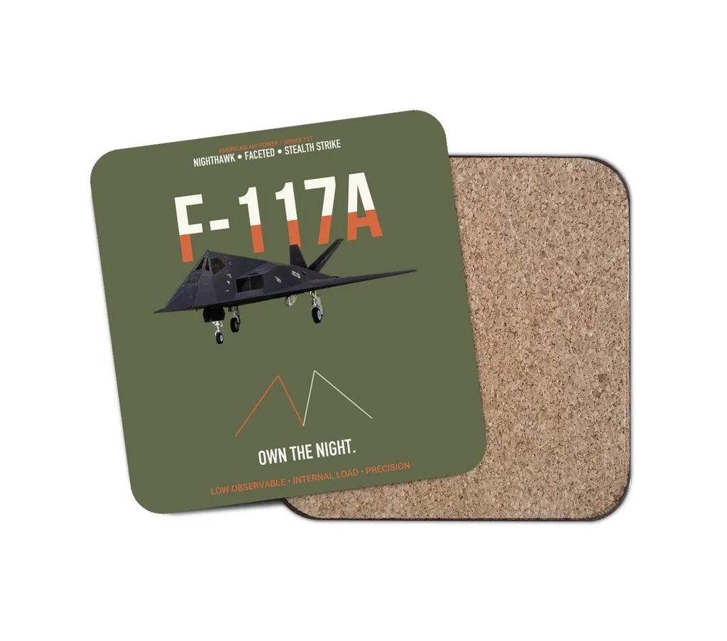 F-117A Nighthawk Own The Night design on green army 1 piece coaster