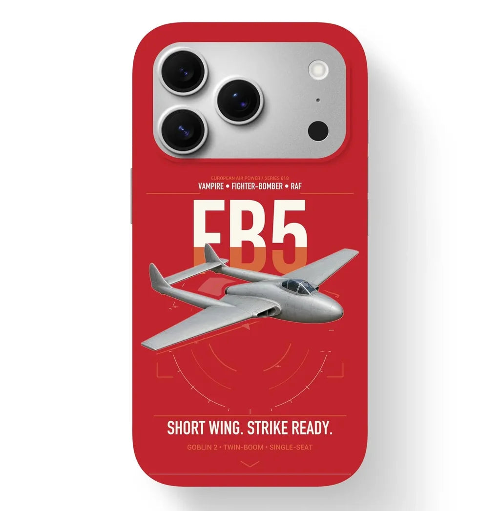 de Havilland Vampire FB5 design on red magsafe iphone case, for iPhone 17 Pro
